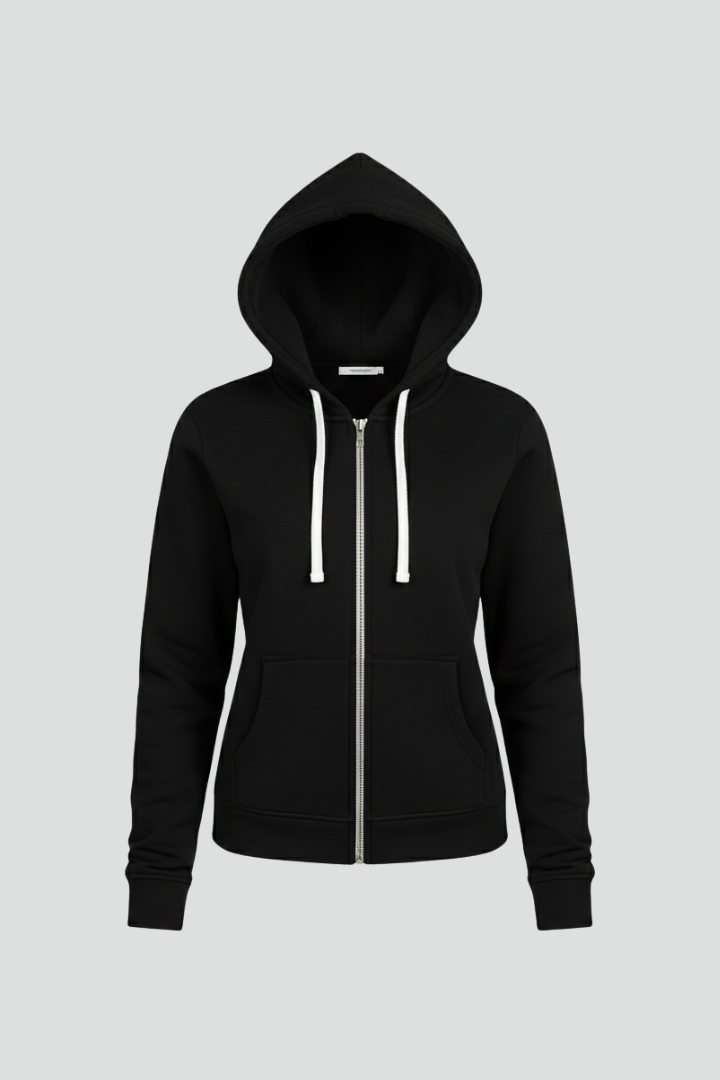 Hailey Womens Zip Hoodie With Drawstring Hood And Front Pockets by Selouva