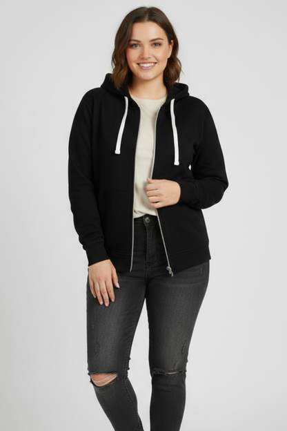 Hailey Womens Zip Hoodie With Drawstring Hood And Front Pockets by Selouva