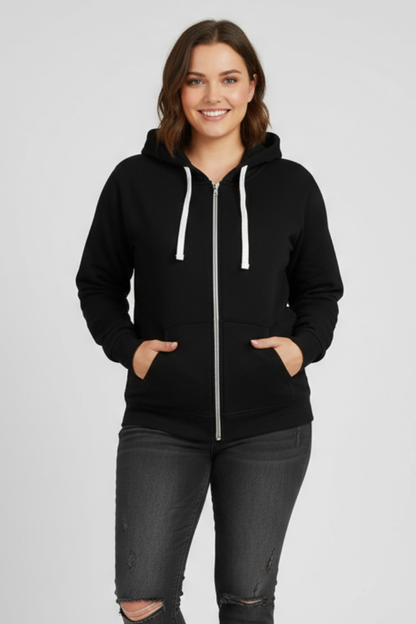 Hailey Womens Zip Hoodie With Drawstring Hood And Front Pockets by Selouva