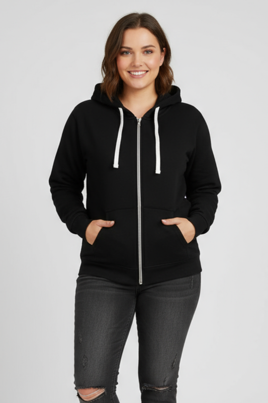Hailey Womens Zip Hoodie With Drawstring Hood And Front Pockets by Selouva
